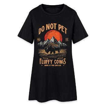 Les bisons vintage ne caressent pas les vaches duveteuses Bizons drôles - Robe T-shirt Femme - noir - Devant