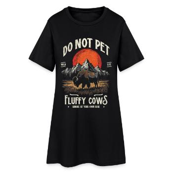 Les bisons vintage ne caressent pas les vaches duveteuses Bizons drôles - Robe T-shirt Femme - noir - Devant
