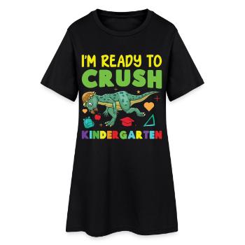 Pachycephalosaurus Kindergarten-Outfit - Frauen T-Shirt-Kleid - Schwarz - Vorne