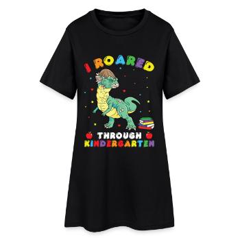 Kindergartenkostüm Dinosaurierkostüm - Frauen T-Shirt-Kleid - Schwarz - Vorne