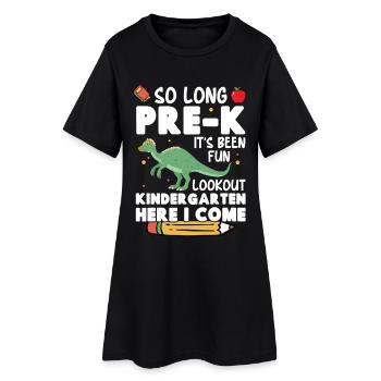 Dinosaurier-Kindergartenkostüm mit - Frauen T-Shirt-Kleid - Schwarz - Vorne