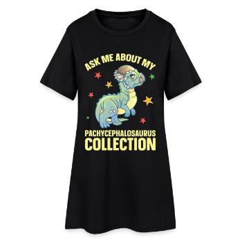 Pachycephalosaurus Stuffed Animal Plush Dinosaur - Women’s T-Shirt Dress - black - Front