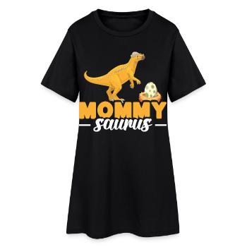Dinosaurier-Mama-Outfit zum Muttertag - Frauen T-Shirt-Kleid - Schwarz - Vorne