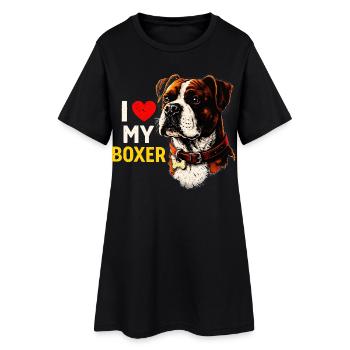 Ich Liebe mein Boxer - Frauen T-Shirt-Kleid - Schwarz - Vorne