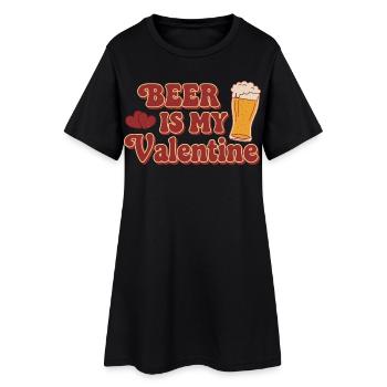 Beer Is My Valentine – Retro Bier Design - Frauen T-Shirt-Kleid - Schwarz - Vorne