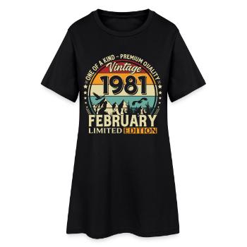 45th Birthday February 1981 Vintage Vintage - Women’s T-Shirt Dress - black - Front