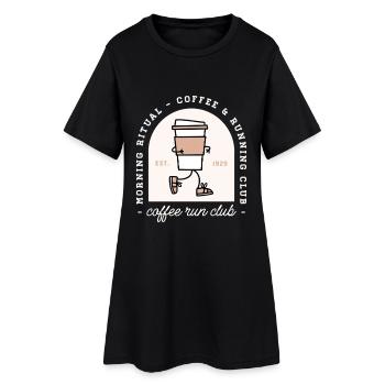 Club de café drôle et de course - Robe T-shirt Femme - noir - Devant