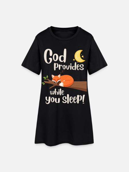 Jésus - Renard - Dieu se soucie de quand tu dors - Foi - Robe T-shirt Femme - noir