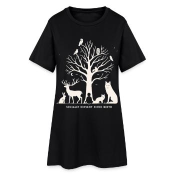 Distant socialement depuis la naissance Nature introvertie - Robe T-shirt Femme - noir - Devant