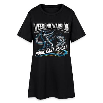 Weekend Warrior Hook Cast Repeat Angler - Women’s T-Shirt Dress - black - Front