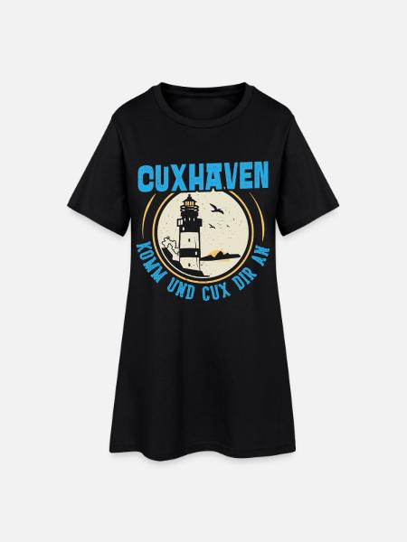 Nordsee Urlaub CUXHAVEN KOMM UND CUX DIR AN Lustig - Frauen T-Shirt-Kleid - Schwarz