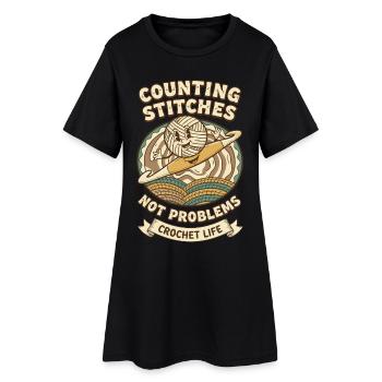 Compter les mailles, pas les problèmes, la vie au crochet drôle - Robe T-shirt Femme - noir - Devant