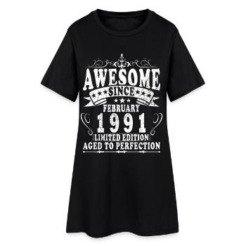 Februar 1991 - Jubiläum 1991 Jahrgang Februar 1991 - Frauen T-Shirt-Kleid - Schwarz - Vorne