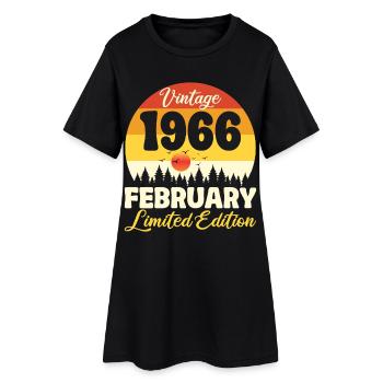 Anniversaire Février 1966 Cadeau Vintage Limited - Robe T-shirt Femme - noir - Devant