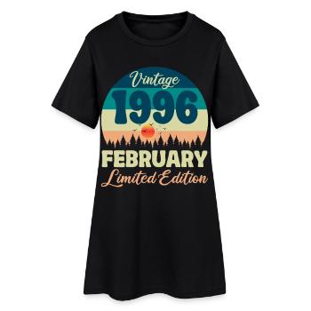 Anniversaire Février 1996 Cadeau Vintage Limited - Robe T-shirt Femme - noir - Devant