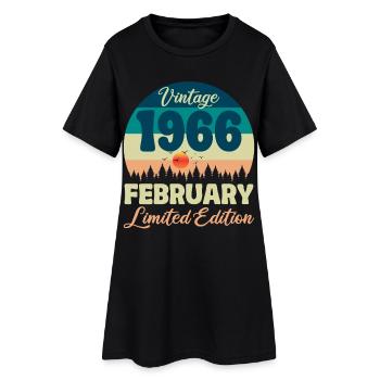 Anniversaire Février 1966 Cadeau Vintage Limited - Robe T-shirt Femme - noir - Devant