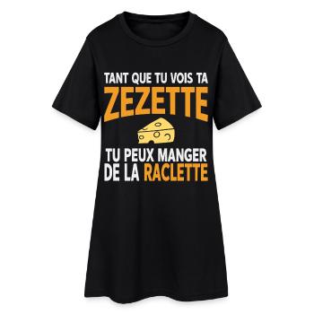 Humour raclette tant que tu vois ta zezette - Robe T-shirt Femme - noir - Devant