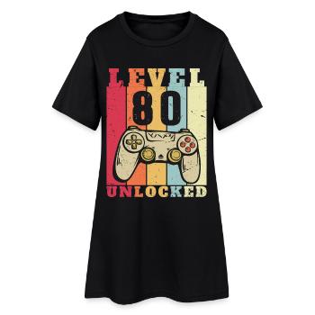 Stufe 80 – Komplettes Geschenk zum 80. Jubiläum - Frauen T-Shirt-Kleid - Schwarz - Vorne