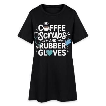 Coffee scrubs and rubber gloves - Women’s T-Shirt Dress - black - Front
