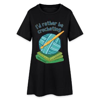 Je préférerais crocheter du fil crochet drôle de crochet pour amateurs - Robe T-shirt Femme - noir - Devant