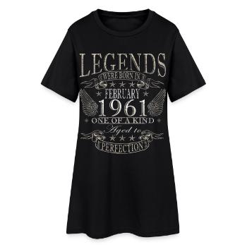 Februar 1961 Jubiläum 1961 Legenden Februar - Frauen T-Shirt-Kleid - Schwarz - Vorne