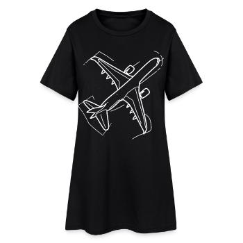 Dessin d’avion - Robe T-shirt Femme - noir - Devant