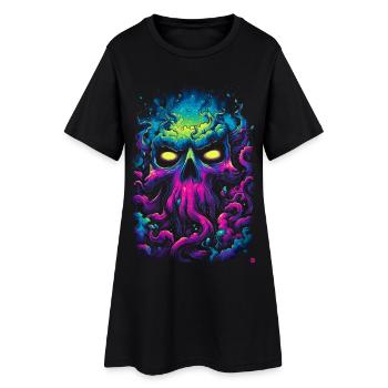 Crâne néon dans une mer de brouillard - Robe T-shirt Femme - noir - Devant