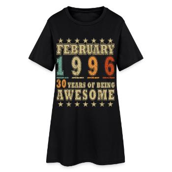 Anniversaire février 1996 Cadeau Vintage Limited - Robe T-shirt Femme - noir - Devant