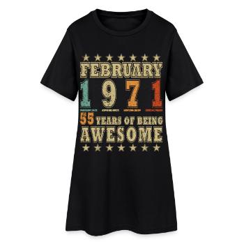55e anniversaire février 1971 Millésime - Robe T-shirt Femme - noir - Devant