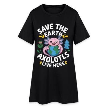 Axolotl sauve la Terre - Robe T-shirt Femme - noir - Devant