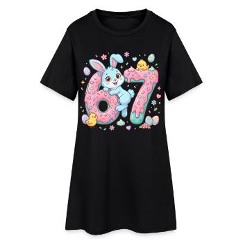 67 Ostern - Frauen T-Shirt-Kleid - Schwarz - Vorne