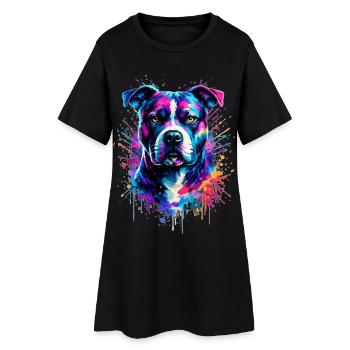 Terrier américain Staffordshire - Robe T-shirt Femme - noir - Devant