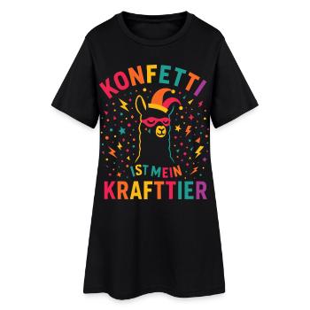 Confettis de carnaval en alpaga avec bonnet de fou - Robe T-shirt Femme - noir - Devant