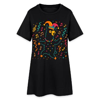 Alpaga dansante du carnaval avec bonnet de bouffon - Robe T-shirt Femme - noir - Devant