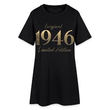 80e anniversaire février 1946 millésime - Robe T-shirt Femme - noir - Devant