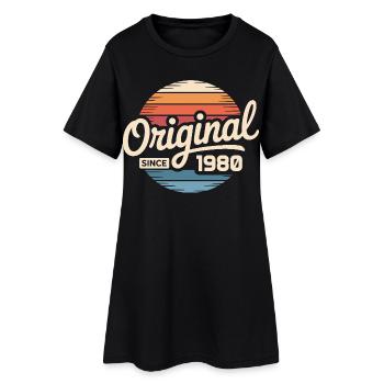 Cadeau d’anniversaire vintage des années 1980 - Robe T-shirt Femme - noir - Devant