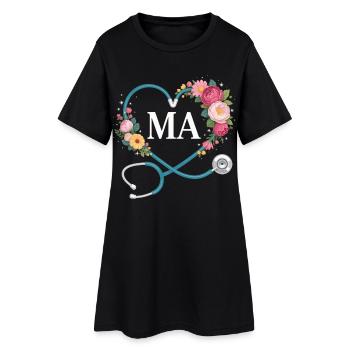 Flower Heart Stethoscope MA - Women’s T-Shirt Dress - black - Front