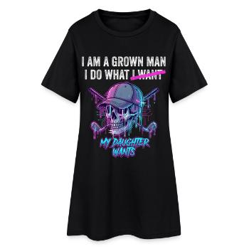 Grown Man Do What I Want Skull Neon Vatertag - Frauen T-Shirt-Kleid - Schwarz - Vorne