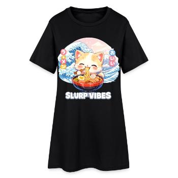 Ramen Chat Kanagawa Pastel - Robe T-shirt Femme - noir - Devant