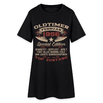 75. Geburtstag Oldtimer Februar Jahrgang 1956 - Frauen T-Shirt-Kleid - Schwarz - Vorne