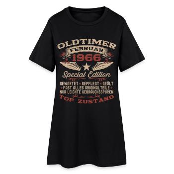60. Geburtstag Oldtimer Februar Jahrgang 1966  - Frauen T-Shirt-Kleid - Schwarz - Vorne
