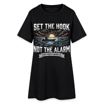 Attrape l’hameçon, pas l’alarme, pêcheur Lever du soleil - Robe T-shirt Femme - noir - Devant
