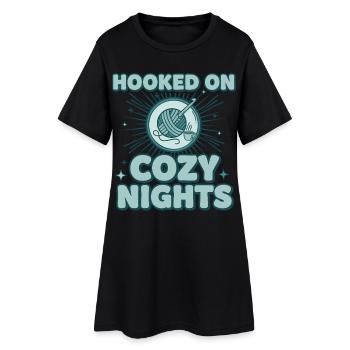 Accro aux nuits douillettes Amant du crochet Drôle - Robe T-shirt Femme - noir - Devant