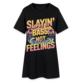 Slayin Bass Not Feelings Angeln Barsch - Frauen T-Shirt-Kleid - Schwarz - Vorne