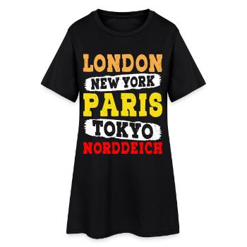 Vacances à la mer du Nord LONDRES NEW YORK PARIS TOKYO - Robe T-shirt Femme - noir - Devant