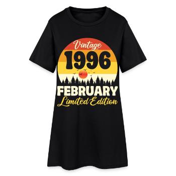 Anniversaire 30 ans Février 1996 Cadeau Vintage - Robe T-shirt Femme - noir - Devant