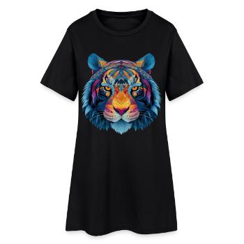 Tête de tigre - Robe T-shirt Femme - noir - Devant