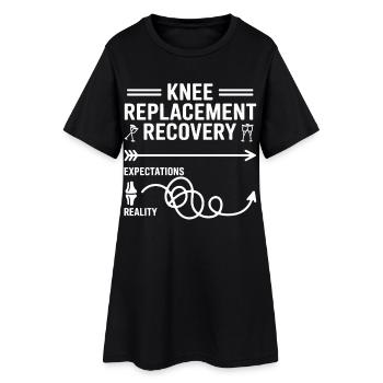 Knieersatz Reha Weg: Erwartungen vs Realität - Frauen T-Shirt-Kleid - Schwarz - Vorne