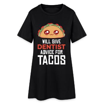 Cuddly taco with dentist joke - Women’s T-Shirt Dress - black - Front