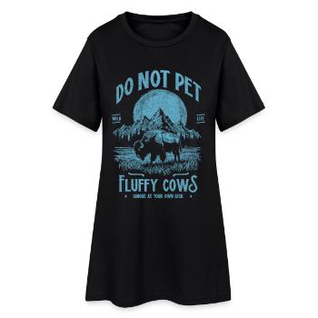 Les bisons vintage ne caressent pas les vaches duveteuses Bizons drôles - Robe T-shirt Femme - noir - Devant